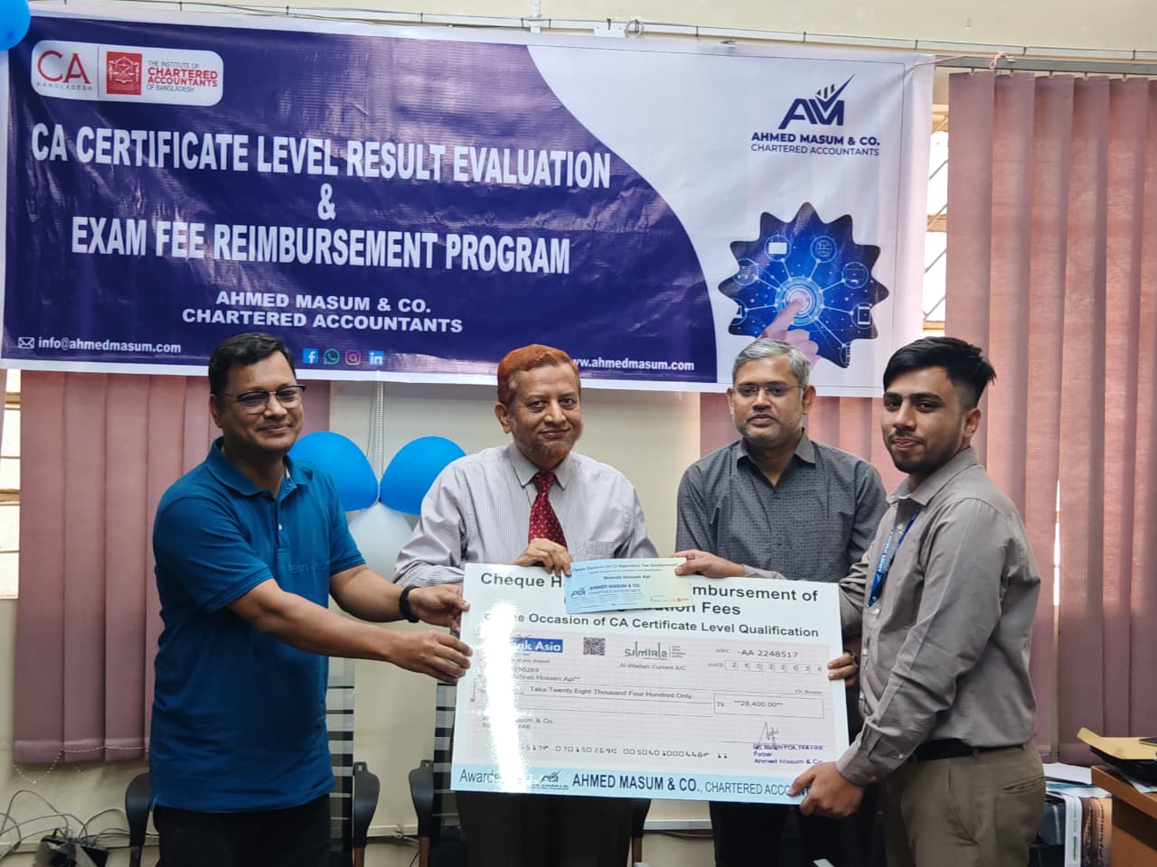 Recognition of Academic Excellence: CA Registration Fee Support Awarded to Mr. Mehrab Hossen